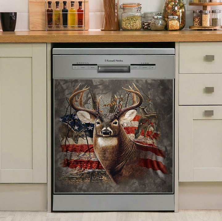 American Hunting Deer Dishwasher Cover Sticker Kitchen Decor