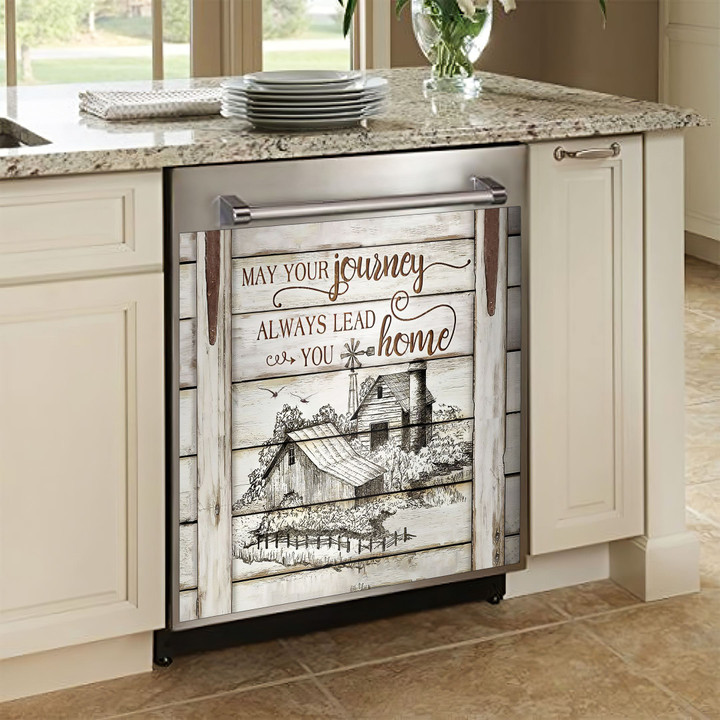 May Your Journey Always Lead You Home Farmland Dishwasher Cover Sticker Kitchen Decor
