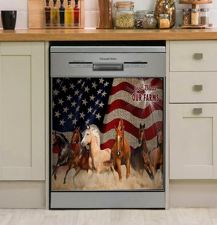 Horse God Bless Our Farms Dishwasher Cover Sticker