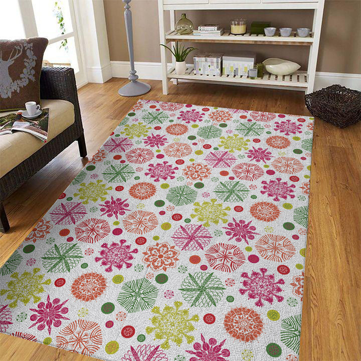 Wonderful Snowflakes In Different Colors Illustration Area Rug Home Decor