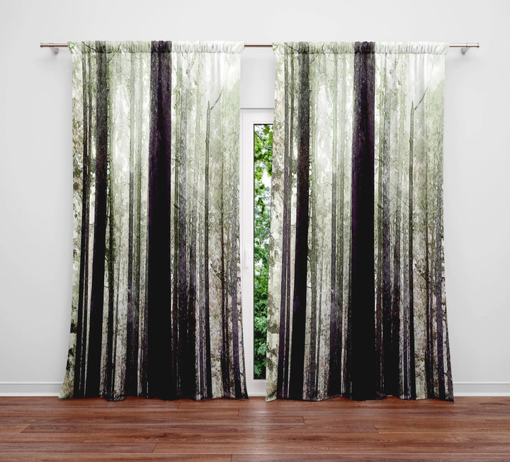 Mist Forest Trees Window Curtains Home Decor