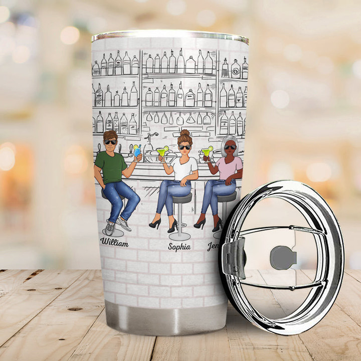 Heres To Another Year Of Bonding Over Alcohol Tolerating Idiots White Best Friends Bestie Bff Gift Personalized Custom Tumbler