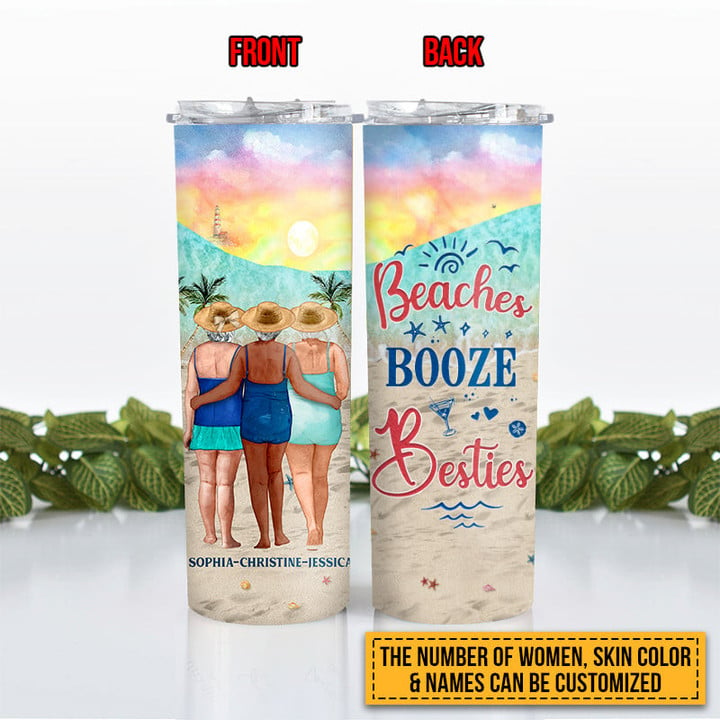 Beach Bestie Elder Booze Skin Custom Skinny Tumbler