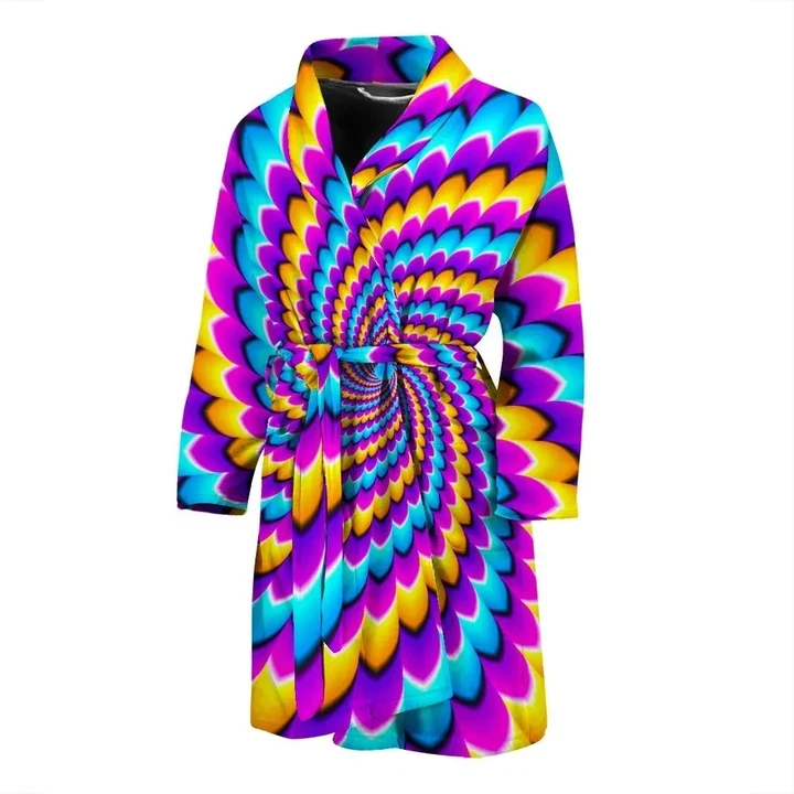 Cool Spiral Colors Moving Optical Illusion Satin Bathrobe Fleece Bathrobe