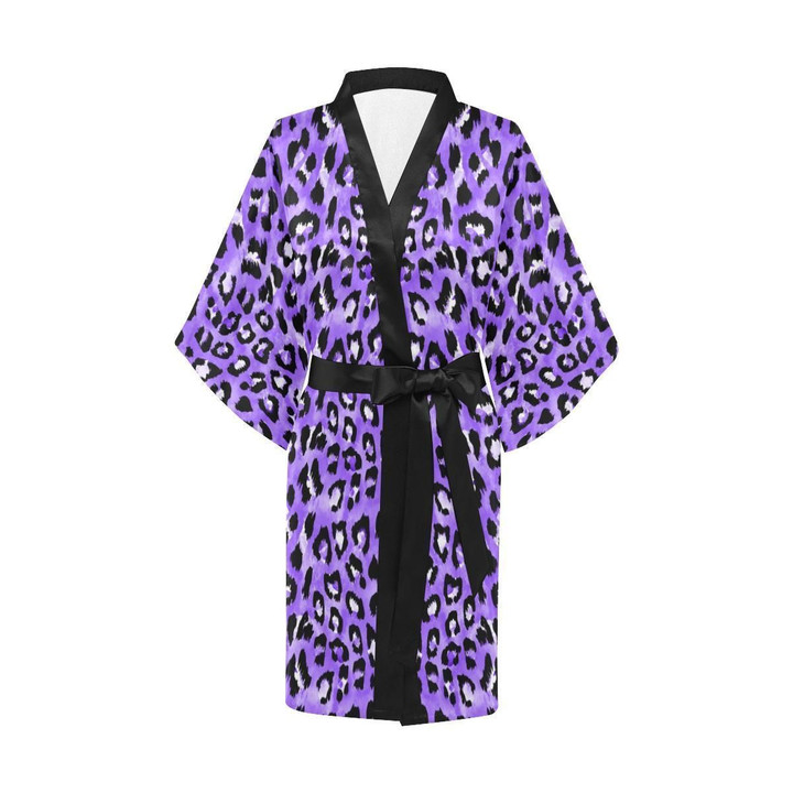 Purple Leopard Skin Satin Bathrobe Fleece Bathrobe