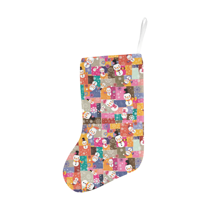 Snowman Colorful Theme Pattern Christmas Stocking Hanging Ornament