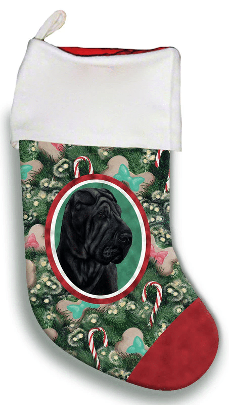 Shar Pei Black- Best of Breed Christmas Stocking Hanging Ornament