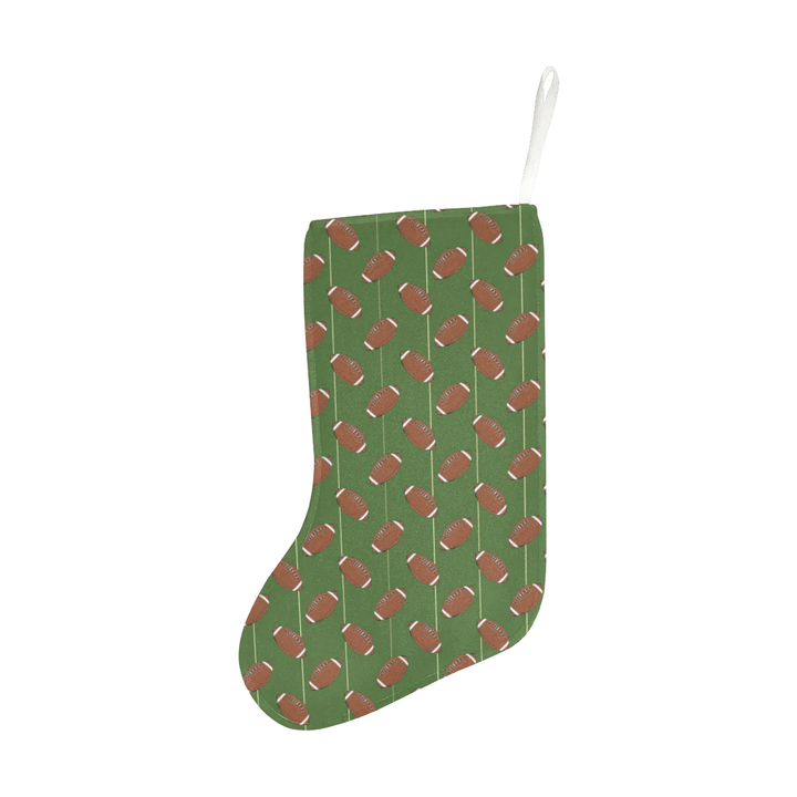 American Football Ball Pattern Green Background Christmas Stocking Hanging Ornament