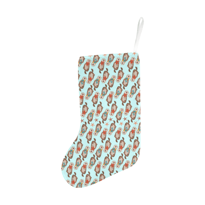 Otter Pattern Background Christmas Stocking Hanging Ornament