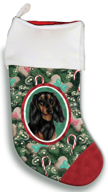 Dachshund B/T Longhair - Best of Breed Christmas Stocking Hanging Ornament