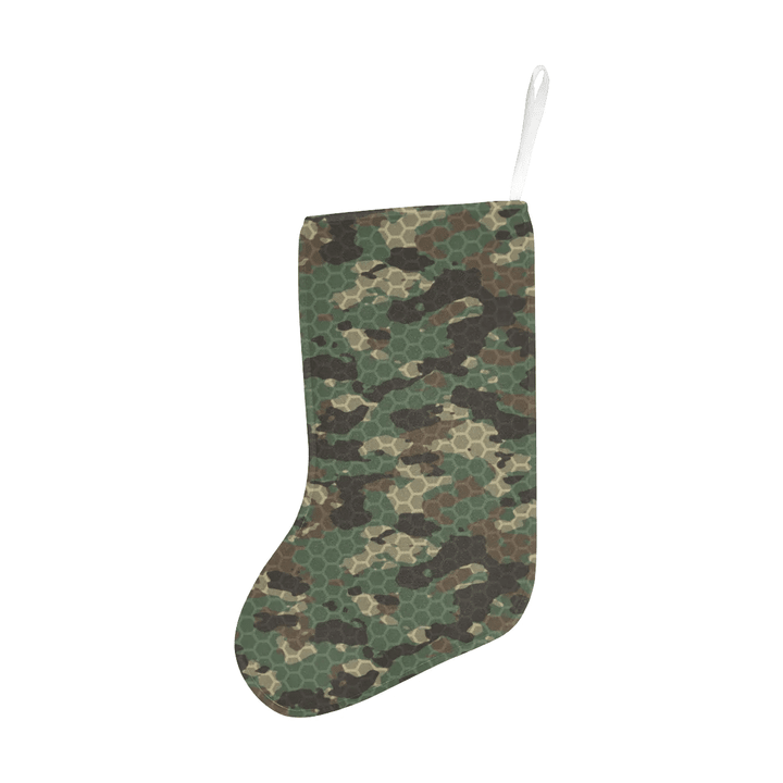Green Camo Camouflage Honeycomb Pattern Christmas Stocking Hanging Ornament