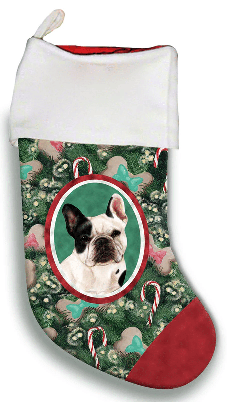 French Bulldog White/Black - Best of Breed Christmas Stocking Hanging Ornament