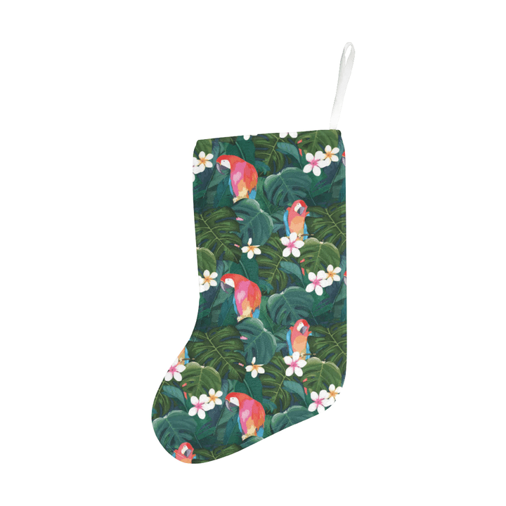 Parrot Palm tree leaves flower hibiscus pattern Christmas Stocking Hanging Ornament