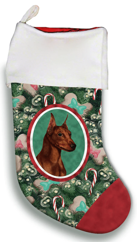 Miniature Pincsher Red Cropped- Best of Breed Christmas Stocking Hanging Ornament