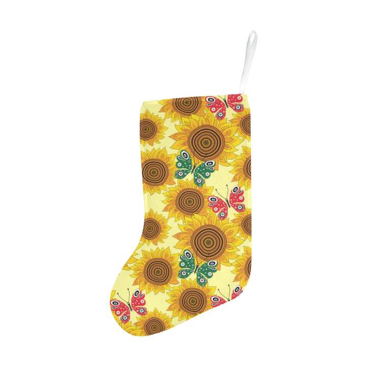 Sunflower Butterfly Pattern Christmas Stocking Hanging Ornament