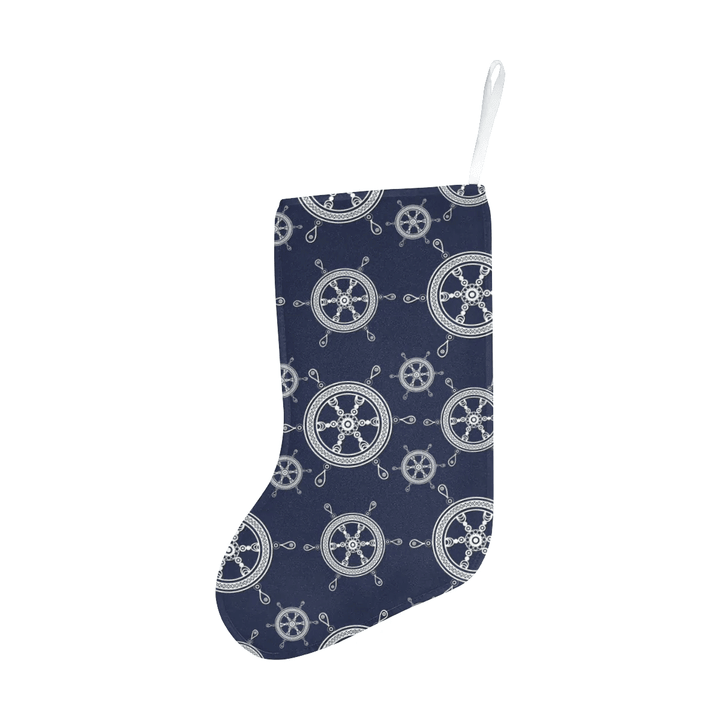 nautical steering wheel design pattern Christmas Stocking Hanging Ornament