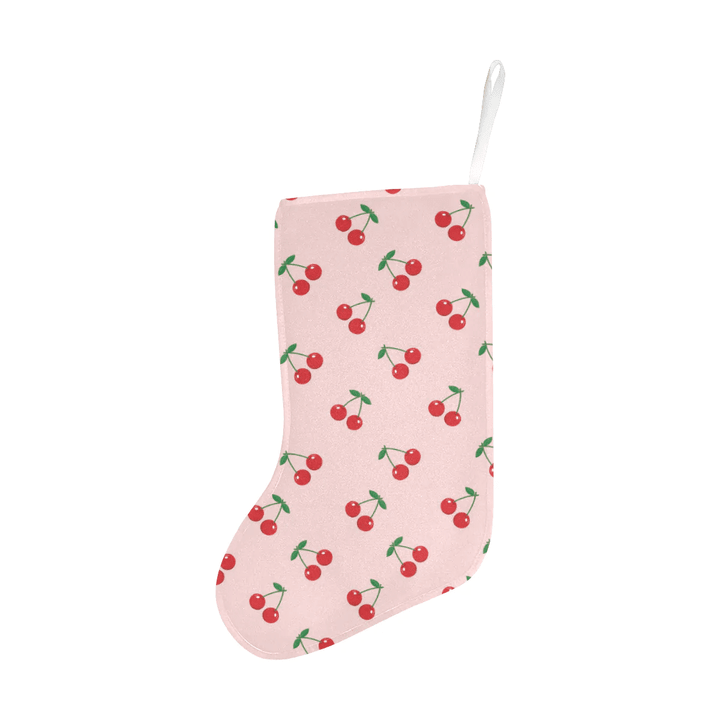 cherry pattern pink background Christmas Stocking Hanging Ornament