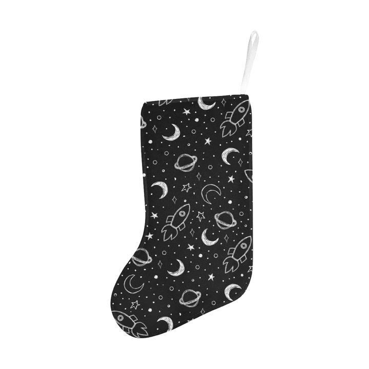 Hand drawn space rocket star planet Christmas Stocking Hanging Ornament