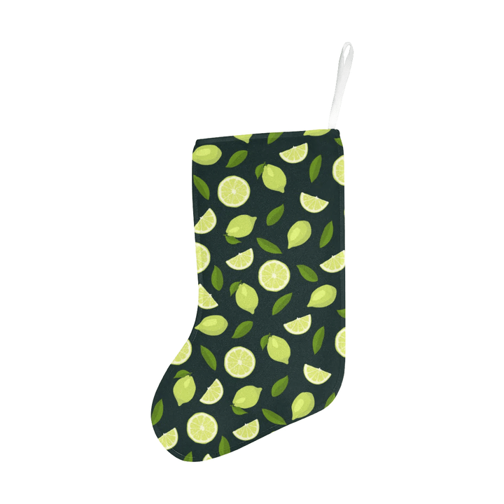 Lime Leaves Pattern Christmas Stocking Hanging Ornament