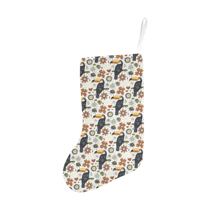 Toucan Flower Pattern Christmas Stocking Hanging Ornament