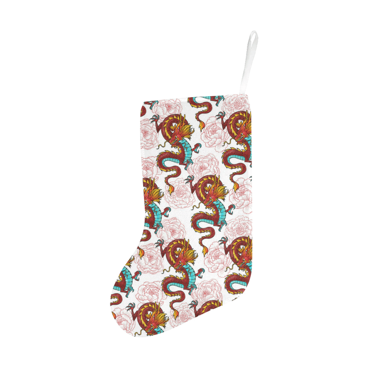 Red Dragon Hibiscus Pattern Christmas Stocking Hanging Ornament