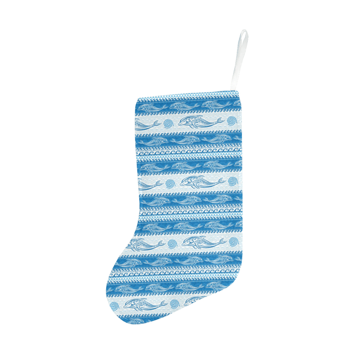 Dolphin Tribal Pattern background Christmas Stocking Hanging Ornament