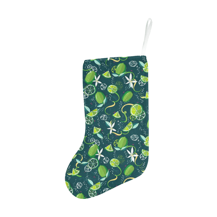 Lime ice flower pattern Christmas Stocking Hanging Ornament
