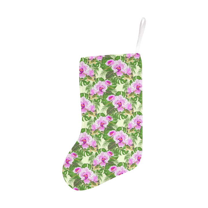 Orchid Leaves Pattern Christmas Stocking Hanging Ornament