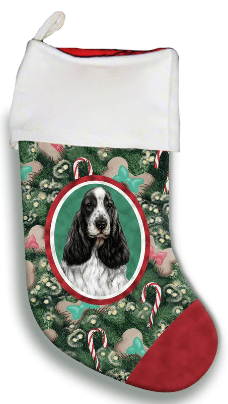 English Cocker Spaniel Black and White - Best of Breed Christmas Stocking Hanging Ornament