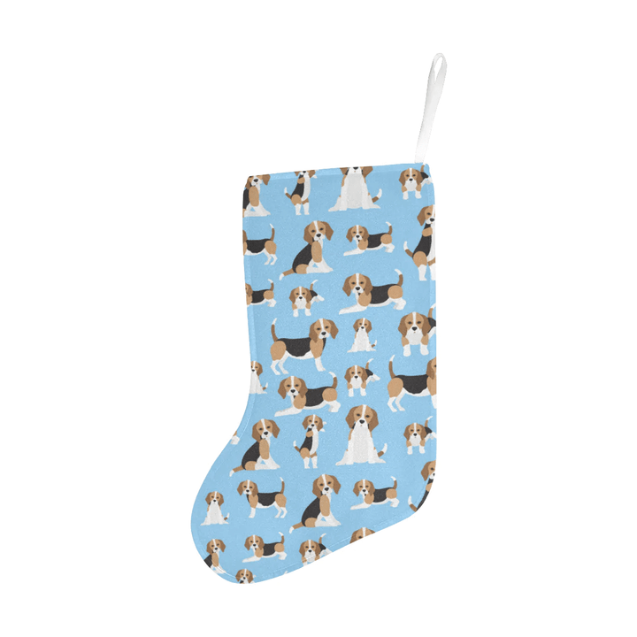 Beagle dog blue background pattern Christmas Stocking Hanging Ornament