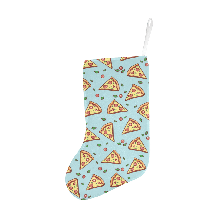 Hand drawn pizza blue background Christmas Stocking Hanging Ornament