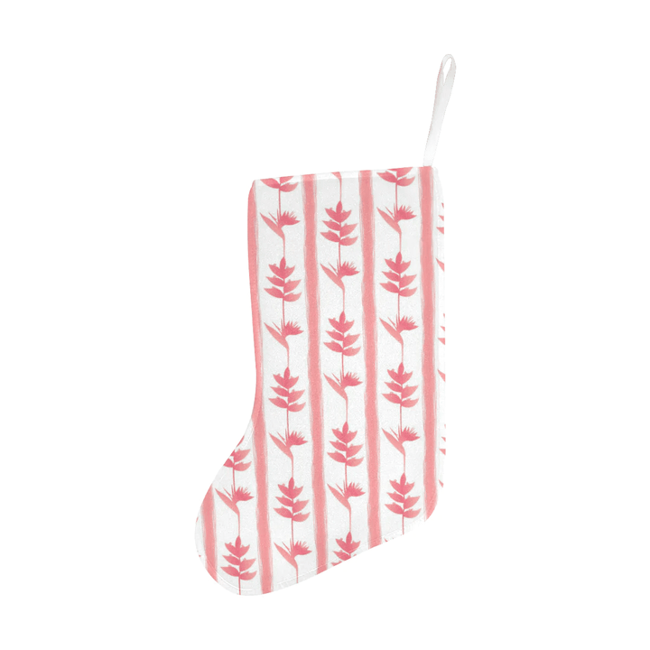 Heliconia Pink White Pattern Christmas Stocking Hanging Ornament