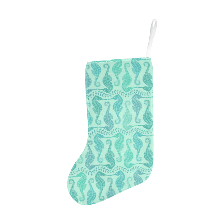 Seahorse Green Pattern Christmas Stocking Hanging Ornament