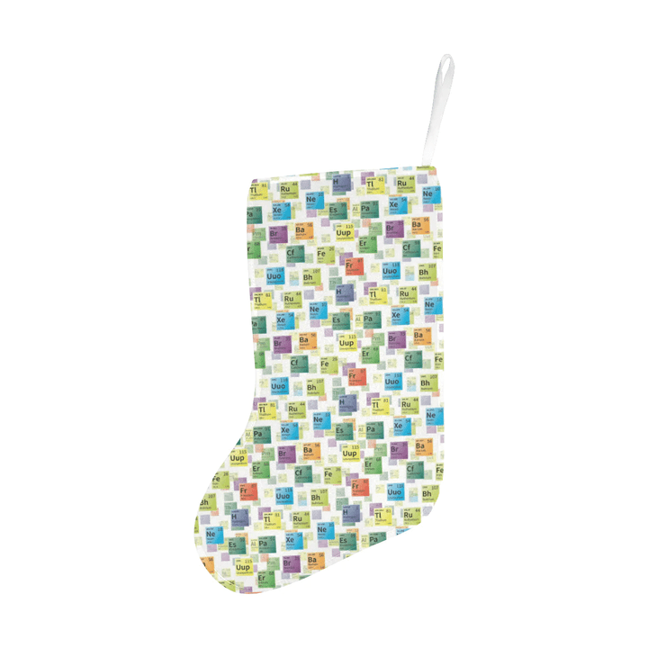 Chemistry Periodic Table Pattern Print Design 05 Christmas Stocking Hanging Ornament