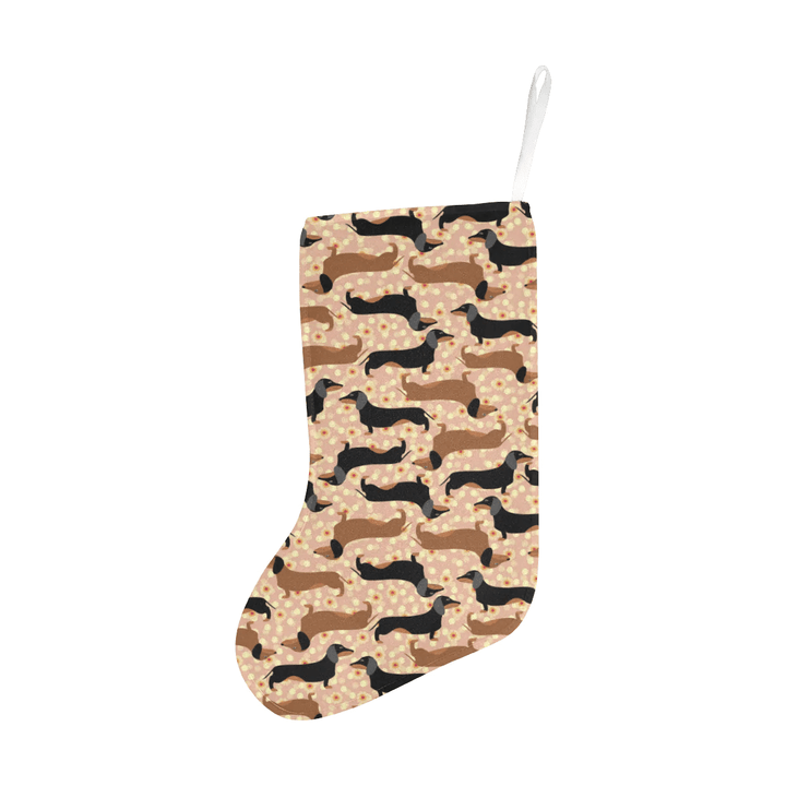 Dachshund floral background Christmas Stocking Hanging Ornament
