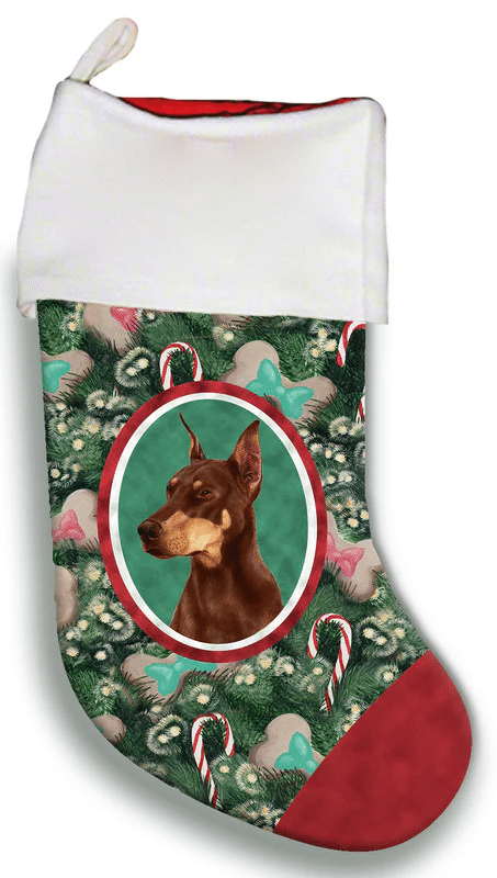 Doberman Red Cropped - Best of Breed Christmas Stocking Hanging Ornament