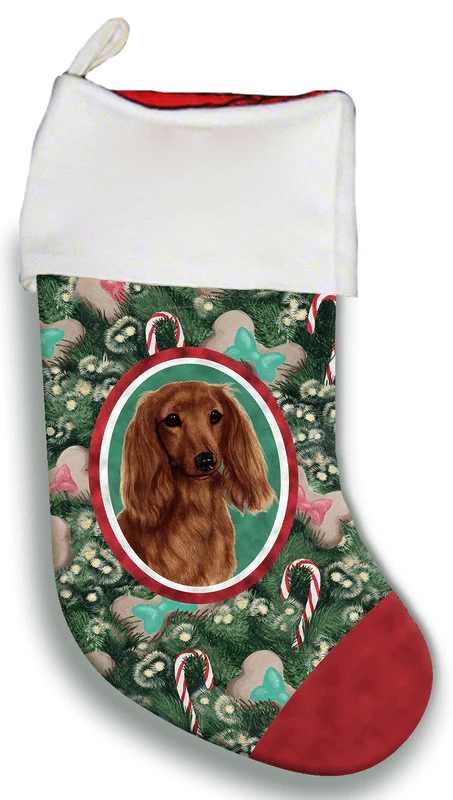 Dachshund Longhaired Red - Best of Breed Christmas Stocking Hanging Ornament