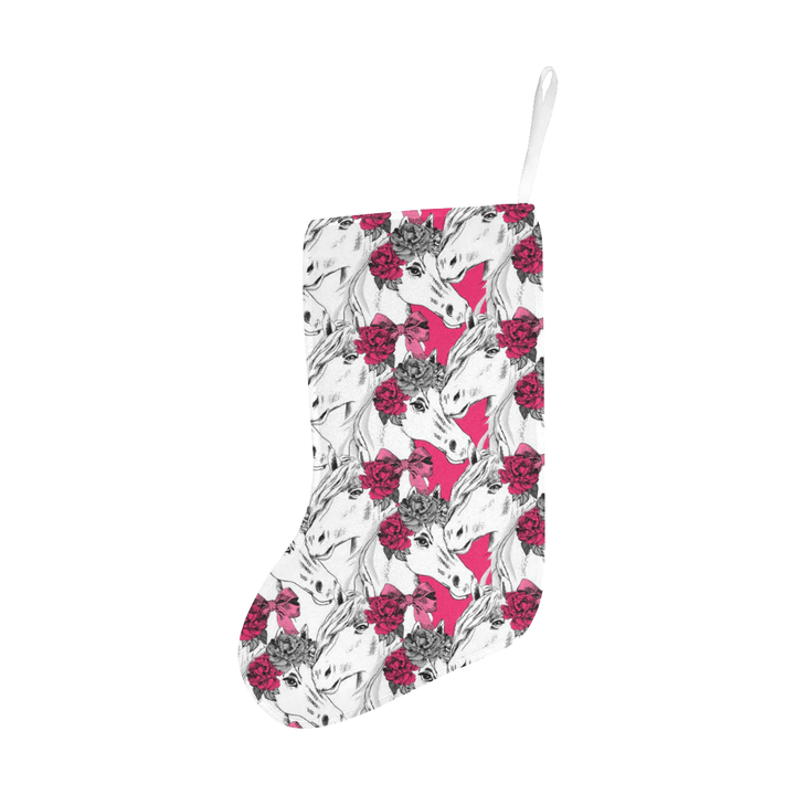 Horse Head Rose Pattern Christmas Stocking Hanging Ornament