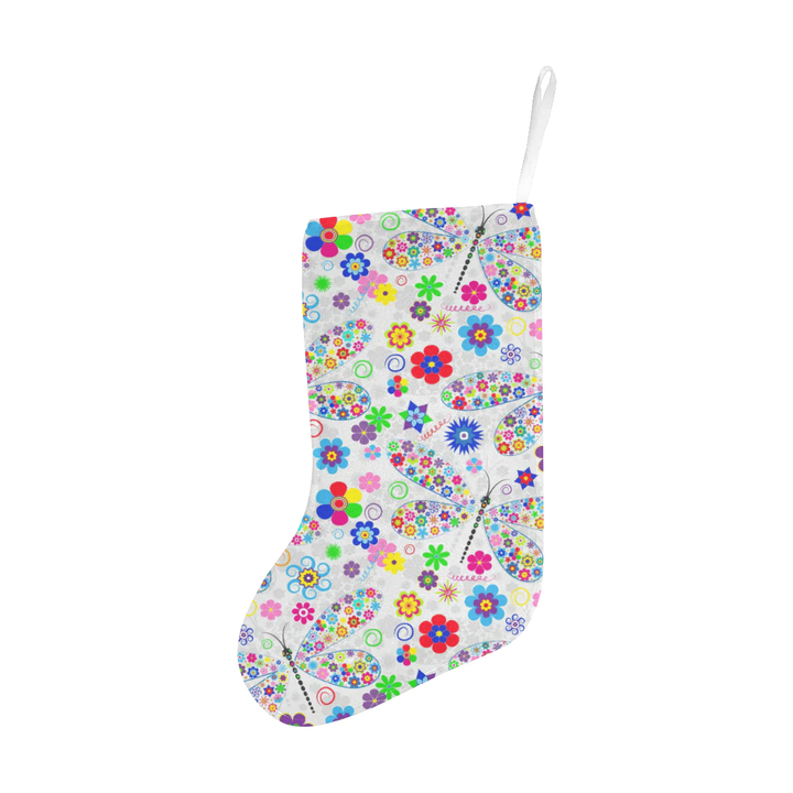 Dragonfly Color Flower Pattern Christmas Stocking Hanging Ornament