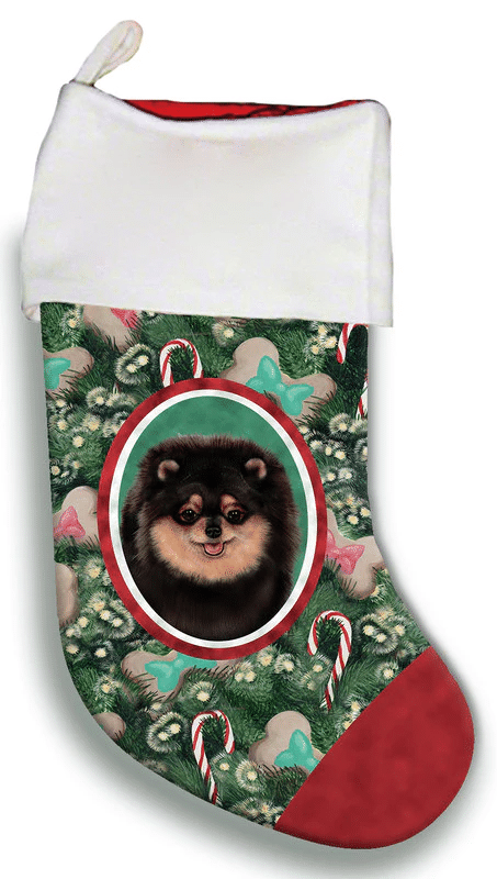 Pomeranian Black/Tan- Best of Breed Christmas Stocking Hanging Ornament