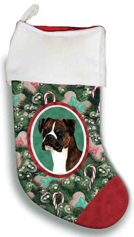 Boxer Brindle Uncropped - Best of Breed Christmas Stocking Hanging Ornament