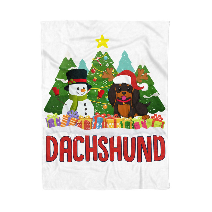 Blanket Dachshund Snowman Christmas Tree Gift For Friend Family Super Soft Warm Lightweight Sherpa Fleece Blanket