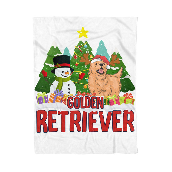 Golden Retriever Snowman Christmas Tree Gift For Family Sherpa Fleece Blanket