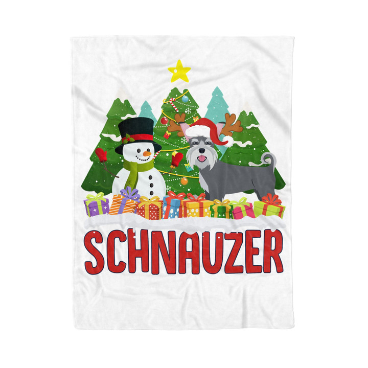 Standard Schnauzer Snowman Christmas Tree Gift For Family Sherpa Fleece Blanket