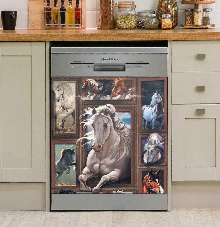 Wonderful Picture Horses Lovers Dishwasher Cover Sticker