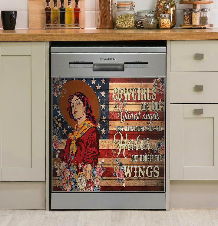 Cowgirl Wildest Angel Wings Dishwasher Cover Sticker
