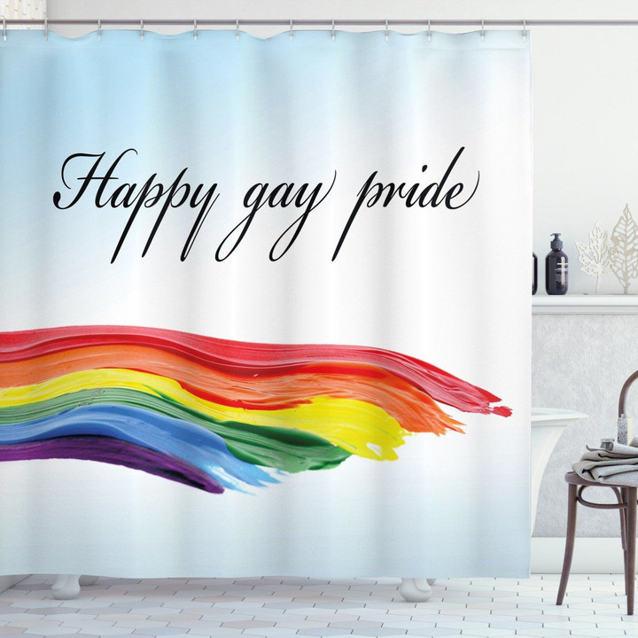 Celebratory Text Colorful Rainbow Color Shower Curtain Home Decor