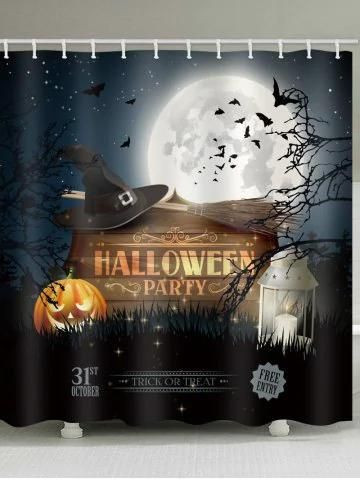 Halloween Party Pumpkin Bat And Full Moon  3D Printed Shower Curtain
