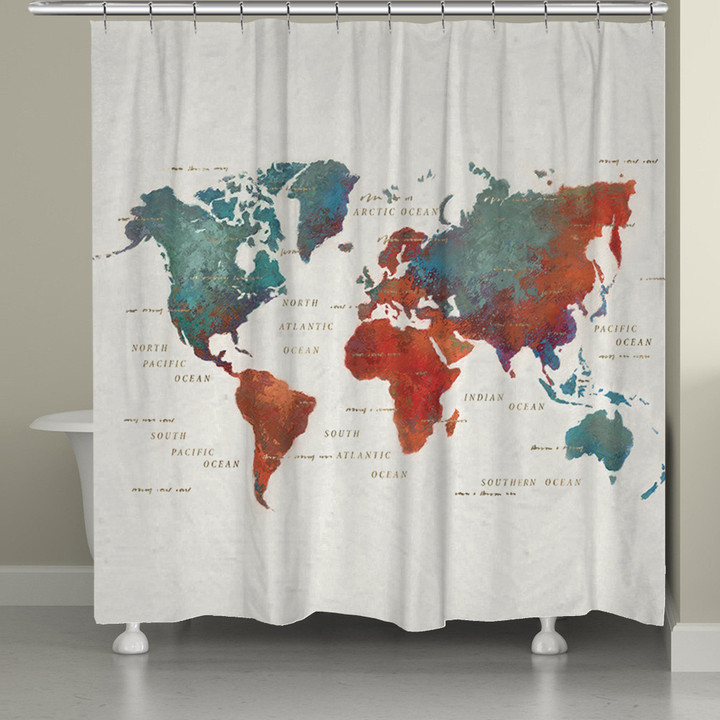Colorful World Shower Curtain  High Quality Bathroom Home Decor