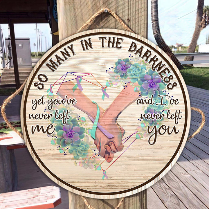 Take My Hands Colorful With Blossom Round Wooden Sign